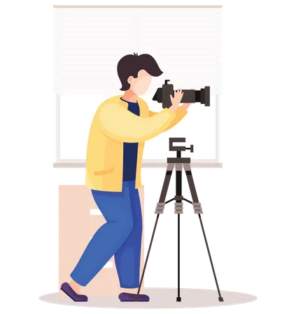 Men Prepares Camera  Illustration