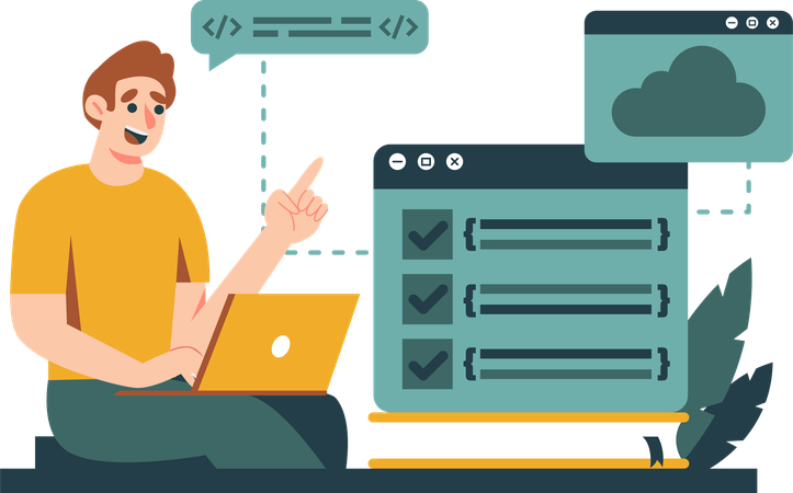 Men present programming languages  Illustration