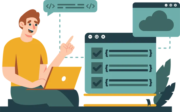 Men present programming languages  Illustration