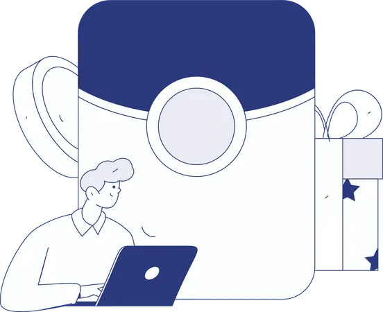 Men receives shopping cashback  Illustration