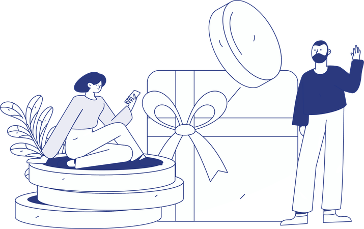 Men receiving shopping cashback offer  Illustration
