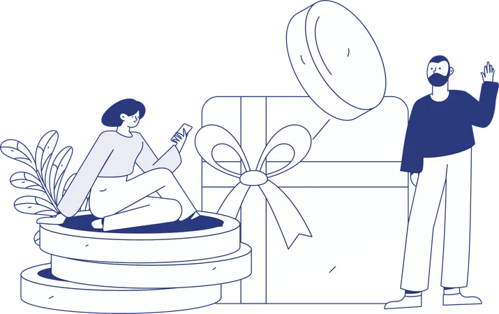 Men receiving shopping cashback offer  Illustration