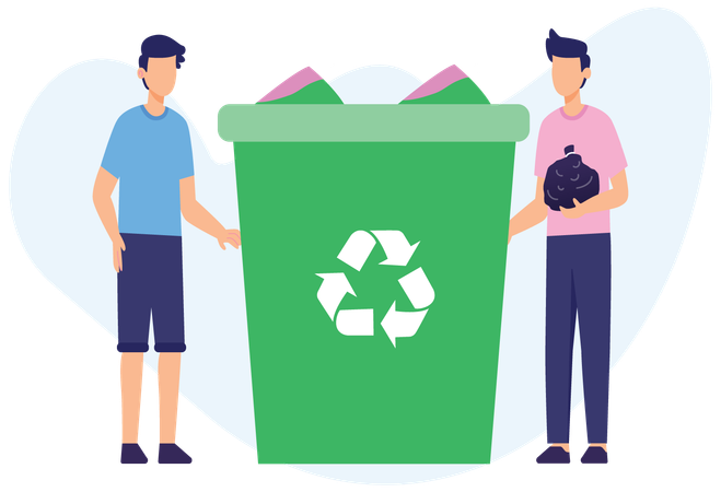 Men recycling together  Illustration