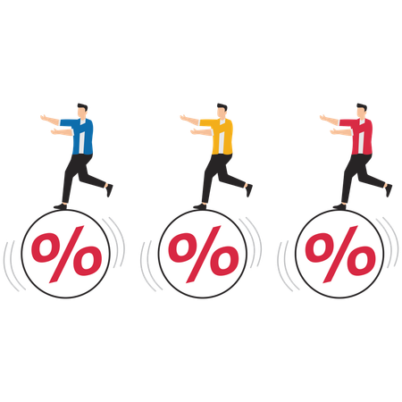 Men run with percentages  Illustration