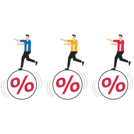 Men run with percentages  Illustration