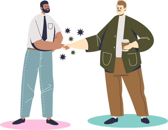 Men shaking hands during coronavirus Illustration
