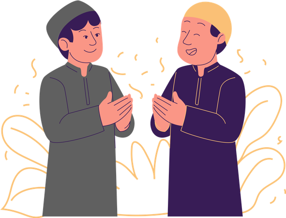 Men shaking hands on occasion of Eid  Illustration