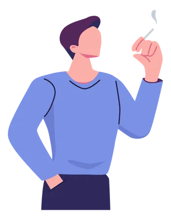 Men Smoking Pose Flat Style Illustration Vector Design Illustration