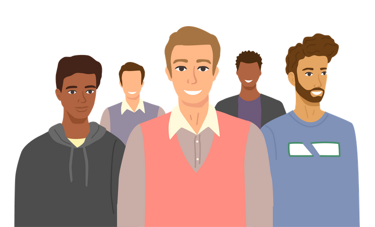 Men Standing Together  Illustration