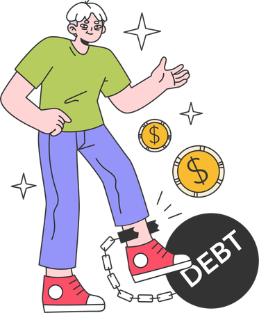 Men under debt trap  Illustration