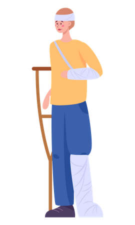 Men with crutches Illustration
