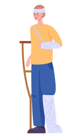 Men with crutches  Illustration