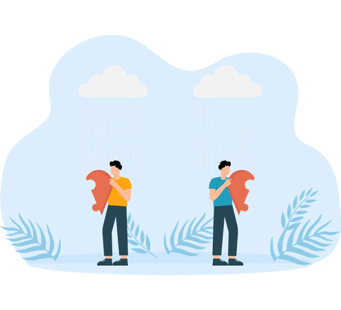 Men with Heartbreak puzzle  Illustration