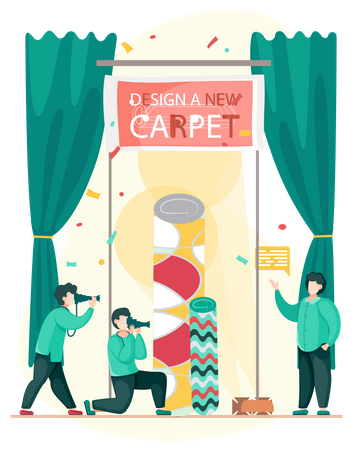 Men working on design of new carpet  Illustration