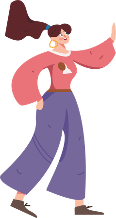 Menina acenando com a mão para alguém  Illustration