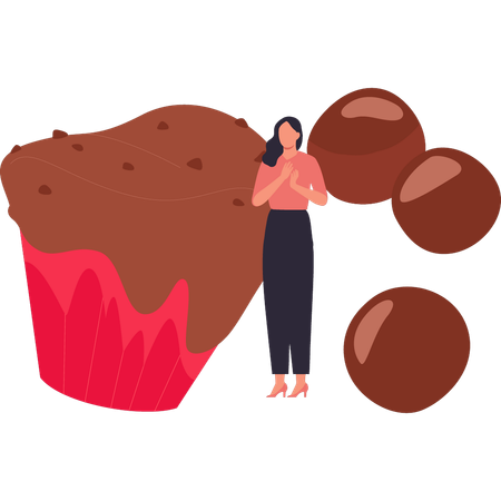 A menina adora cupcake de chocolate  Ilustração