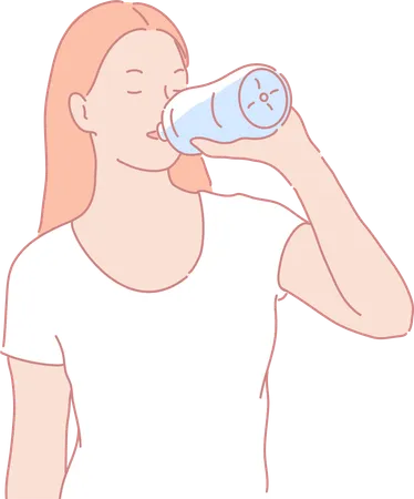 Menina bebendo água  Ilustração