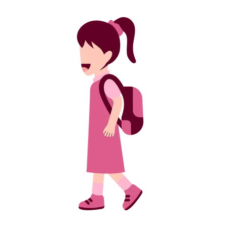 Aluna com mochila andando  Ilustração