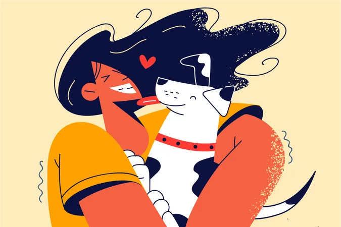 Menina ama cachorro  Ilustração