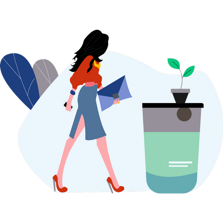 Menina andando com envelope  Illustration