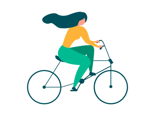 Menina andando de bicicleta  Ilustração