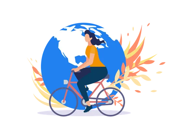 Menina andando de bicicleta  Ilustração