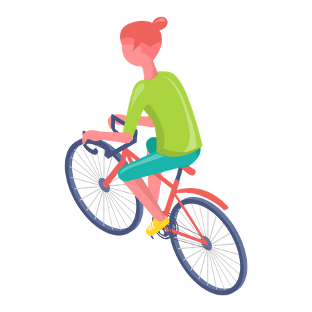 Menina andando de bicicleta  Ilustração