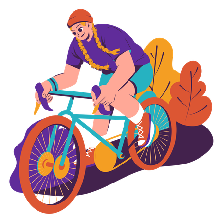 Menina andando de bicicleta  Ilustração