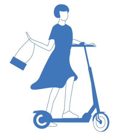 Menina andando de scooter elétrica  Ilustração