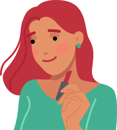 Menina aplicando batom matte  Ilustração