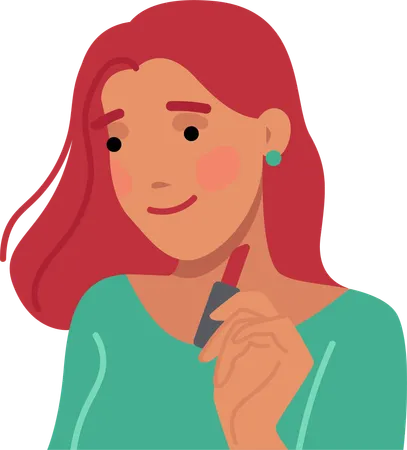 Menina aplicando batom matte  Ilustração