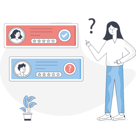 Menina apontando feedback do cliente  Ilustração