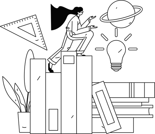 Menina aprendendo matemática  Ilustração