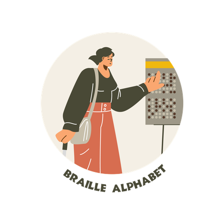 Menina aprendendo o alfabeto Braille  Illustration