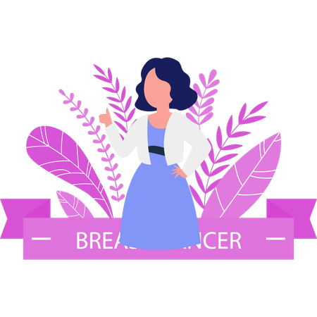 Menina aumentando a conscientização sobre o câncer de mama  Ilustração