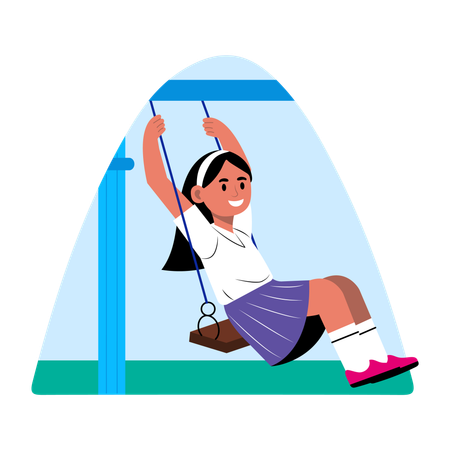 Menina balançando no parquinho  Ilustração