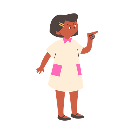 Menina brava apontando o dedo para a direita  Illustration