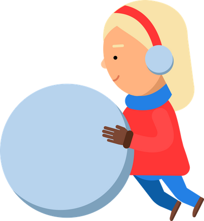 Menina brincando com bola de neve  Ilustração