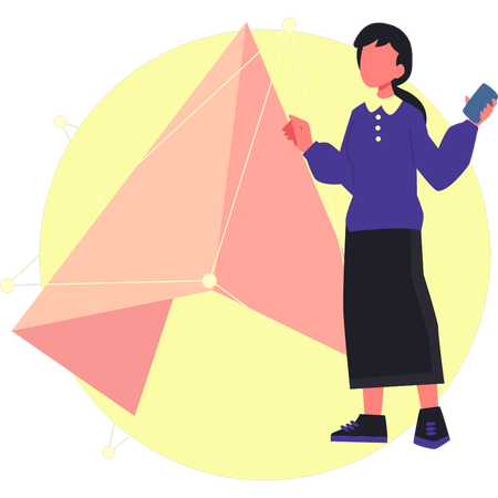 Menina brincando com origami  Ilustração