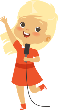 Menina cantando canção  Ilustração