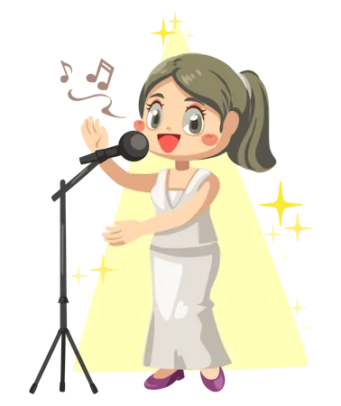 Menina cantando canção  Ilustração