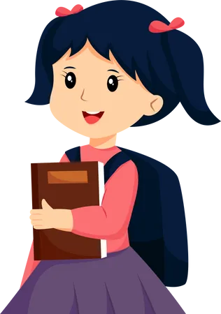 Menina carregando livro  Ilustração