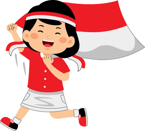 Meninas Comemoram O Dia Da Independencia Da Indonesia Ilustração