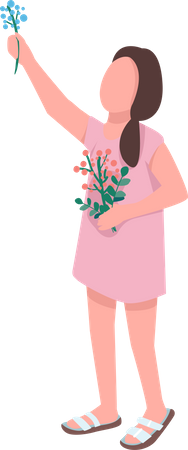 Menina coletando flores  Ilustração