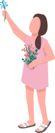 Menina coletando flores  Ilustração