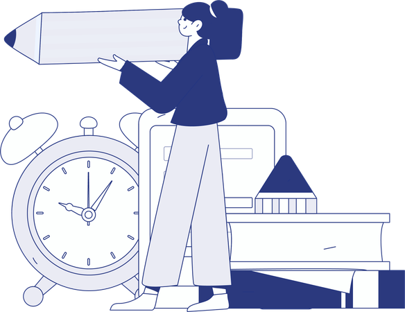 Garota tendo programação de aprendizagem on-line  Ilustração