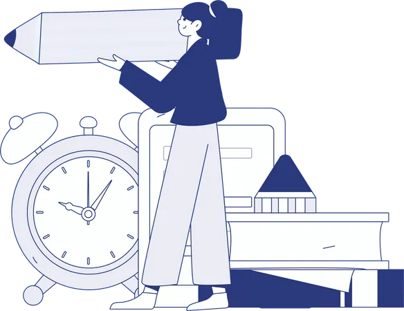 Garota tendo programação de aprendizagem on-line  Ilustração