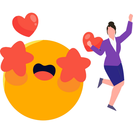 Emoji de menina com amor  Ilustração