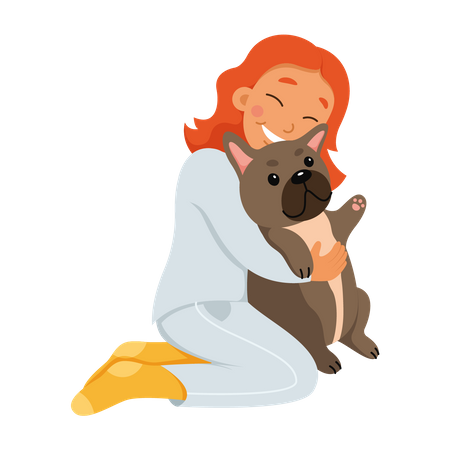 Menina com cachorro  Ilustração