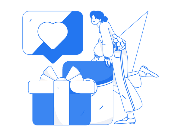 Menina com caixa de presente  Ilustração